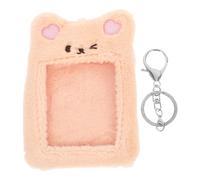 Zerodeko Porte-poche Avant en Peluche 2 Ours Marron, Porte-carte Minimaliste Transparent Clip, Support de Transport Pratique pour Étudiants et Usage Scolaire, Porte-badge Kawaii