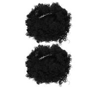 Zerodeko Postiche Afro Naturelle Bou Noire en Fibres Synthétiques 2pcs Style Afro Kinky-curly pour Performances et Sorties Décontractées