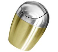 Zerodeko Poubelle de Comptoir Portable Petite Taille Couvercle, Corbeille à Papier Dorée en Matériau Solide, pour Bureau, Dortoir et Rangement sur Table