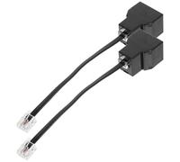 Zerodeko Répartiteur Téléphonique Rj11 6P4C Détachable 2 Pièces Adaptateur de Ligne Téléphonique Rj14 à 4 Conducteurs Câble Noir Connecteur pour Ligne Fixe Accessoire pour Bureau et