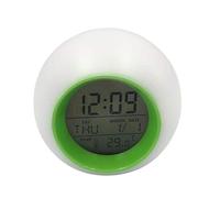 Zerodeko Réveil Numérique Unique Calendrier Perpétuel Rond Décoration De Bureau en Plastique Tendance Coloré Vert Pas Besoin De Pile Alarme Silencieuse