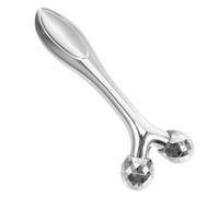 Zerodeko Roller Massage Visage Anti-âge Portable Argent Outil Raffermissant Microcourant pour Tonification Peau et Sculpture Du Visage Compact et Léger pour Soins à Domicile et Déplacement