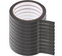 Zerodeko Ruban de Masquage en Papier Washi Noir 10 Mm X 20 M, Adhésif Résistant la Chaleur, Lot de 10 Rouleaux, pour Peinture, Bricolage et Protection Surfaces Sensibles