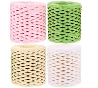 Zerodeko Ruban de Raphia Naturel pour Loisirs Créatifs, 4 Rouleaux de Ficelle Décorative, pour Emballage Présent et Bricolage DIY