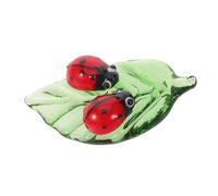 Zerodeko Sculpture Décorative en Cristal de Feuilles et 2 Petites Figurines de Coccinelles 31x51x14mm 12g pour Décoration Intérieure Maison, Figurines Miniatures D’Animaux, Accessoires