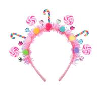 Zerodeko Serre-tête à paillettes en forme de sucette, accessoires pour | Bandeau pour cheveux « Sweet Candy », nœud arc-en-ciel à pompons, accessoire de coiffure de Noël, cadeau déguisement pour