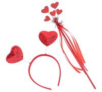Zerodeko Serre-tête Cœur Pailleté Rouge avec Baguette Fée Accessoires Cheveux Fête Saint-valentin Anniversaire pour Femmes et Filles