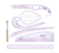 Zerodeko Set de 7 Règles de Couture en Plastique Haute Précision pour Vêtements Courbes Variées pour Poignets, Boutonnières, Cols et Poches, pour Coupe Manuelle et Création de Patrons