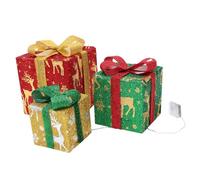Zerodeko Set de Boîtes Lumineuses de Noël avec Nœuds Argentés Décoration Éclairée pour Arbre et Fenêtre pour Intérieur et Extérieur Ambiance Chaleureuse pour et Chemins