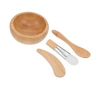 Zerodeko Set de Bol à Masque Facial en Bois Léger Spatule et Pinceau, Accessoire Portable pour DIY Soins Peau, pour Femmes Style Aléatoire