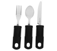 Zerodeko Set de Couverts Anti-tremblements pour Personnes Âgées en Acier Inoxydable Poignée en Caoutchouc Antidérapante, Ustensiles Adaptatifs Portables pour Repas Quotidiens
