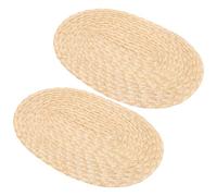 Zerodeko Set de Table Antidérapant et Facile à Nettoyer Ovale en Paille Beige Rustique 2 Pièces Cuisine Extérieure et Service de Thé