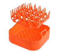 Zerodeko Silicone Bacon Cooker Tray For Air Fryer And Microwave Antiadhesive Silicone Basket Holder Reusable Orange Bacon Rack For Healthy Crispy Cooking