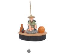 Zerodeko Statue de pêcheur Flottante en PVC avec île décorative - Sculpture Zen pour Aquarium et Jardin