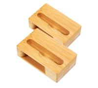 Zerodeko Support pour Haut-Parleur en Bambou 2 Pièces, Station d'accueil Audio Créative pour Téléphone, Usage Bureau et Maison, Support Multifonctionnel Mains Libres