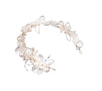 Zerodeko Tiare de Mariage en Perles Faite Main Légère et Résistante sans Décoloration, Couronne Blanche Élégante pour Coiffure de Mariée Lors de Cérémonies et Fêtes