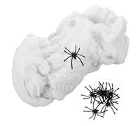 Zerodeko Toile D'araignée Blanche pour Décoration Halloween avec Araignées Réalistes, Coton et Fil de Fer, Réutilisable et Facile à Installer pour Intérieur et Extérieur