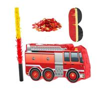 Zerodeko Tour de camion de pompiers pinata d'anniversaire pour enfants ornements de camion de pompiers de farce de pinata papier rouge