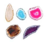 Zerodeko Tranches D'agate Colorées Trou 5 Pcs Pour Bricolage Bijoux Diy Femmes Multicolores Taille Moyenne Décorations Pendentifs Suspendus Fête Festival