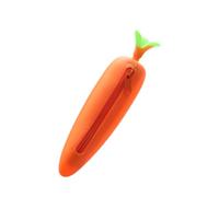 Zerodeko Trousse à Crayons Fermeture Éclair Robuste Orange en Silicone Forme de Carotte Portable et Créative et Protection des Mines pour École