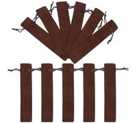 Zerodeko Trousse à Stylos en Velours Épais Double Face, Pochette Porte-Stylo à Cordon, Lot de 15 Pièces Couleur Café, Étui Pratique pour Rangement et Protection de Stylos-Plumage, Usage