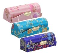 Zerodeko Trousse de Maquillage à Motif Chinois 3 Pièces, Boîte à Rouge à Lèvres en Tissu Robuste, Étui Portable pour Festivals et Occasions Spéciales