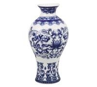 Zerodeko Vase Mural Bleu et Blanc en Céramique Vintage, Demi-Forme | Surface Émaillée Peinte à Main, Style Chinoiserie Rétro, Salon et Entrée, Facile à Nettoyer