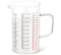 Zerodeko Verre Doseur avec Bec Verseur Précis en Verre Borosilicaté 1000 Ml et Poignée Ergonomique, Tasses à Mesurer Multifonctionnelles Mélange et Préparation Cuisine pour Pâtisserie