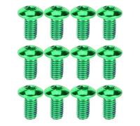 Zerodeko Vis de Vélo en Acier Titane M5x10 Mm, Lot de 12 Vis Vertes pour Plaquettes de Frein à Disque, Haute Résistance Anticorrosion, Compatible VTT, Route, Électrique et BMX