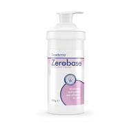 Zeroderma Zerobase Crème émolliente 2 en 1 hydratante et substitut de savon, pour peaux sèches et sujettes à l'eczéma, restaure la barrière cutanée, 21% w/w paraffines, 500 g