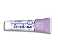 Zeroderma Zerobase Crème émolliente 2 en 1 hydratante et substitut de savon, pour peaux sèches et sujettes à l'eczéma, restaure la barrière cutanée, 21% w/w paraffines, 50 g