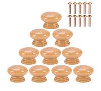 Zerodis 10 Pcs Poignée Bouton En Bois Naturel Ronde Champignon Cabinet Placard Bouton Poignées avec Vis S/M/L (33MM)