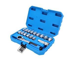 Zerodis 13PC 3/8in Pass Through Socket Set 72 Dents à Cliquet Douille Creuse Douilles Cannelées pour Serrer les écrous de Desserrage avec Boîte de Rangement pour la Réparation Automobile