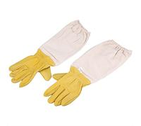 Zerodis 1Paire D'apiculture avec Manches Longues Ventilées de Protection Professionnel Anti Abeille Apiculture Apiculteur Équipement Gantelets Elastiques en Peau de Chèvre