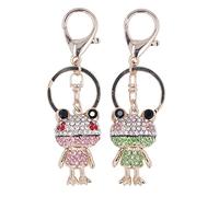 Zerodis 2 Pièces Dessin Animé Modélisation Grenouilles Porte-clés, Incrusté Couples Porte-clés Ensemble Sac à Main Sac Bourse Pendentif Porte-clés pour Maman Papa Petite