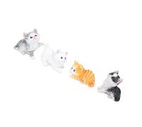 Zerodis 4 Pièces Mini Sculptures de Chaton, Figurine de Chat en Résine Réaliste Faite à la Main, Décorations de Gâteau de Chat Coupées Résistantes aux Intempéries