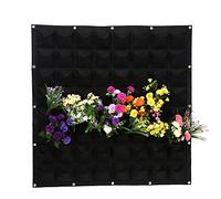 Zerodis 64 Poches Vertical Sac de Plantation,Sac de Mur en Feutre Jardinage Pocket Sac Suspendu de Plantes Résistant à la Corrosion Jardin Décoration Extérieure(Noir)
