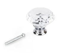 Zerodis 8 Pièces Boutons de Porte en Verre Cristal, Bouton de Meuble D'armoire Transparent de 40 Mm Accessoires de Quincaillerie de Poignée de Cuisine pour Armoires à Tiroirs Armoires
