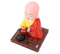 Zerodis Accessoires de Bureau Têtes Solaires Jouets Chinois Petit Bouddha Rouge Attirant la Richesse Tremblant Tête Frappe du Tambour en Bois Petit Moine Figurine Carnet de Tableau Bord Décorations