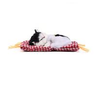 Zerodis Adorable Chat endormi avec Un Matelas Moelleux et Un Son simulé, Un Jouet en Peluche rembourré, Un Cadeau de Vacances très Populaire pour Les garçons et Les Filles(Noir + Blanc)