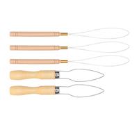 Zerodis Aiguille de Boucle d'extension de Cheveux, Outil de Perles en Bois, Enfileur en Acier Inoxydable 5 Pièces pour Extensions de Cheveux et Fabrication de Boutons