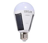 Zerodis Ampoule Solaire LED avec 3 Panneaux Solaires, Base E27 pour Camping et éclairage de Secours, étanche, luminosité Longue Durée 6 500 °F (12W)