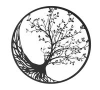 Zerodis Art Mural d'arbre en Métal, Décoration d'arbre de Vie Noire Robuste, Ornement ' de 30 Cm pour la Décoration de la Maison et Une Utilisation Intérieure et Extérieure