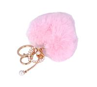 Zerodis Artisanat en Peluche Coeur Porte-clés Mignon Sac à Dos Charme pour les Femmes Porte-clés Pom Pom Moelleux (PINK)