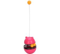 Zerodis Balle Interactive de Fuite de Nourriture pour Chat, Jouet Réglable à Double Piste en ABS avec Alimentation Lente pour Jeu de Chasse aux Animaux de Compagnie, Conception (Rouge)