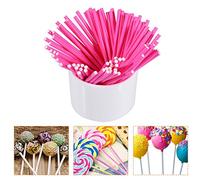 Zerodis Bâtonnets à Gâteau Pop pour Bonbons et Chocolat, 100 Pièces, avec Bâtons Artisanaux de 10cm pour la Décoration (Rose)