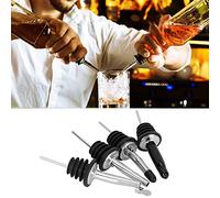 Zerodis Bec Verseur à Vin, 4 Pièces en Acier Inoxydable 304, Bec Verseur de Bouteille avec Buse Incurvée, Joint en Caoutchouc, Débit Lisse pour Bouteilles d'alcool, Maison, Bar, Restaurant