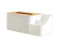 Zerodis Boîte à Mouchoirs à 2 Compartiments de Rangement pour Petits Objets avec Couvercle en PP de qualité Supérieure et Planche en Bois pour Chambre à Coucher, Salon, Bureau, Mouchoirs