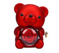 Zerodis Boîte à Pendentif Ours, Coffret à Bijoux Rotatif avec Rose en Savon et Emplacement dédié pour Bague, pour Petite Amie, épouse, Mère, Anniversaire, Demande en Mariage