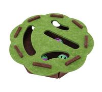Zerodis Boîte D'enrichissement des Rayures pour Chat, Construction Durable, Grattoir pour Chats, Stimulation Mentale, Lime à Ongles en Feutre, Boîtes Labyrinthe, Broyeur à (Rond (Vert Marron)